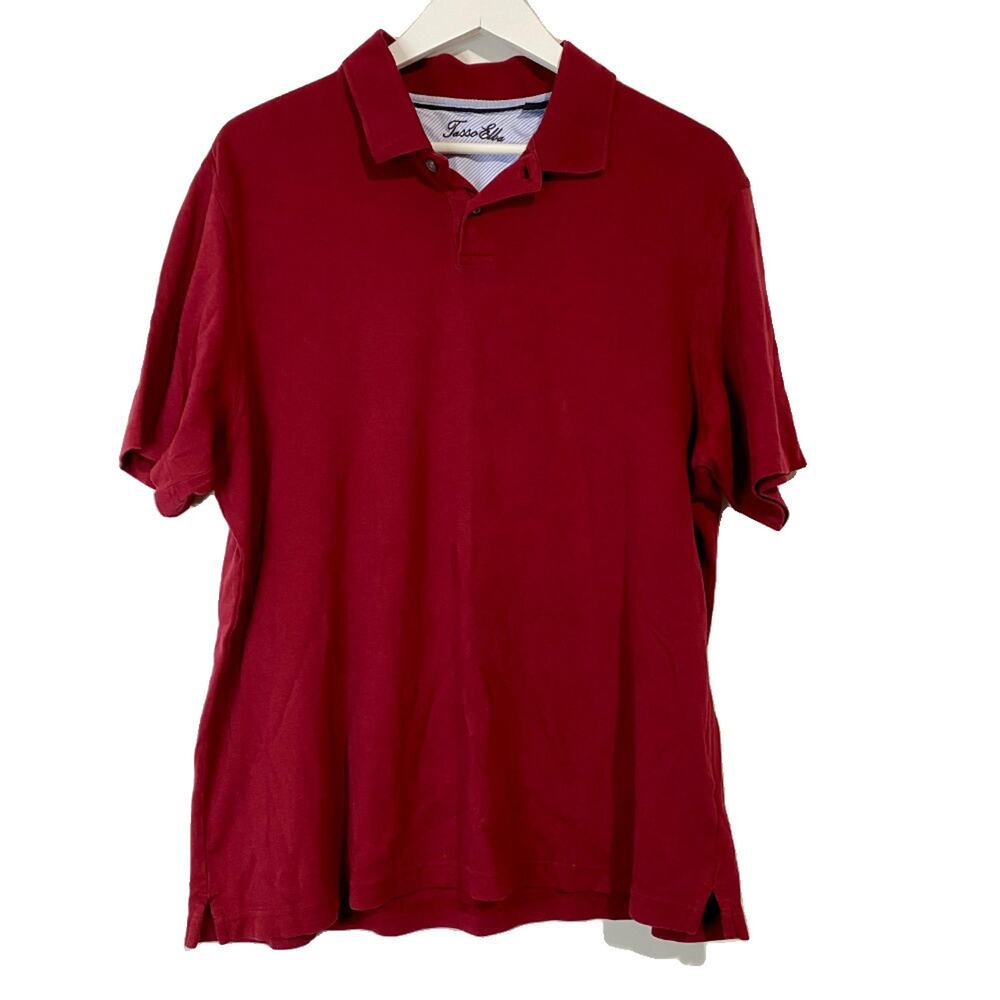 Tasso Ella Men's Short Sleeve Polo Red Size Large EUC Casual Golf Outdoor